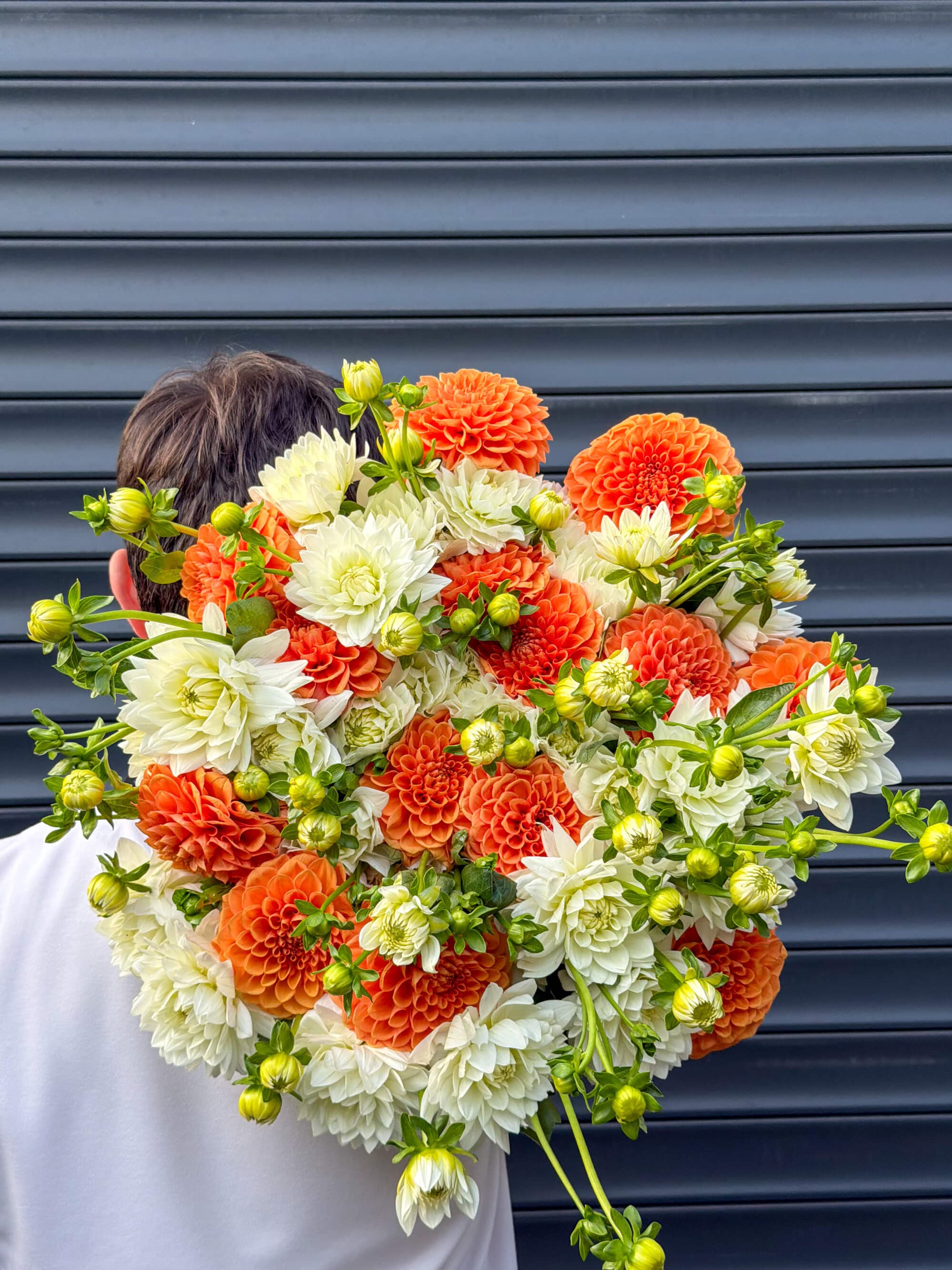 White & Orange Dahlia Mix - Soft Autumn Bouquet - Best selling flower bouquet by Flowers Theory florist in Yerevan