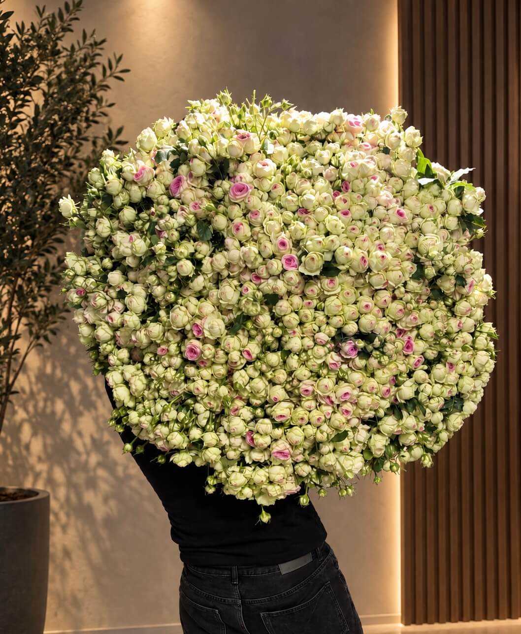 600 White & Pink Tipped Spray Roses: A Massive Bouquet - Best selling flower bouquet by Flowers Theory florist in Yerevan